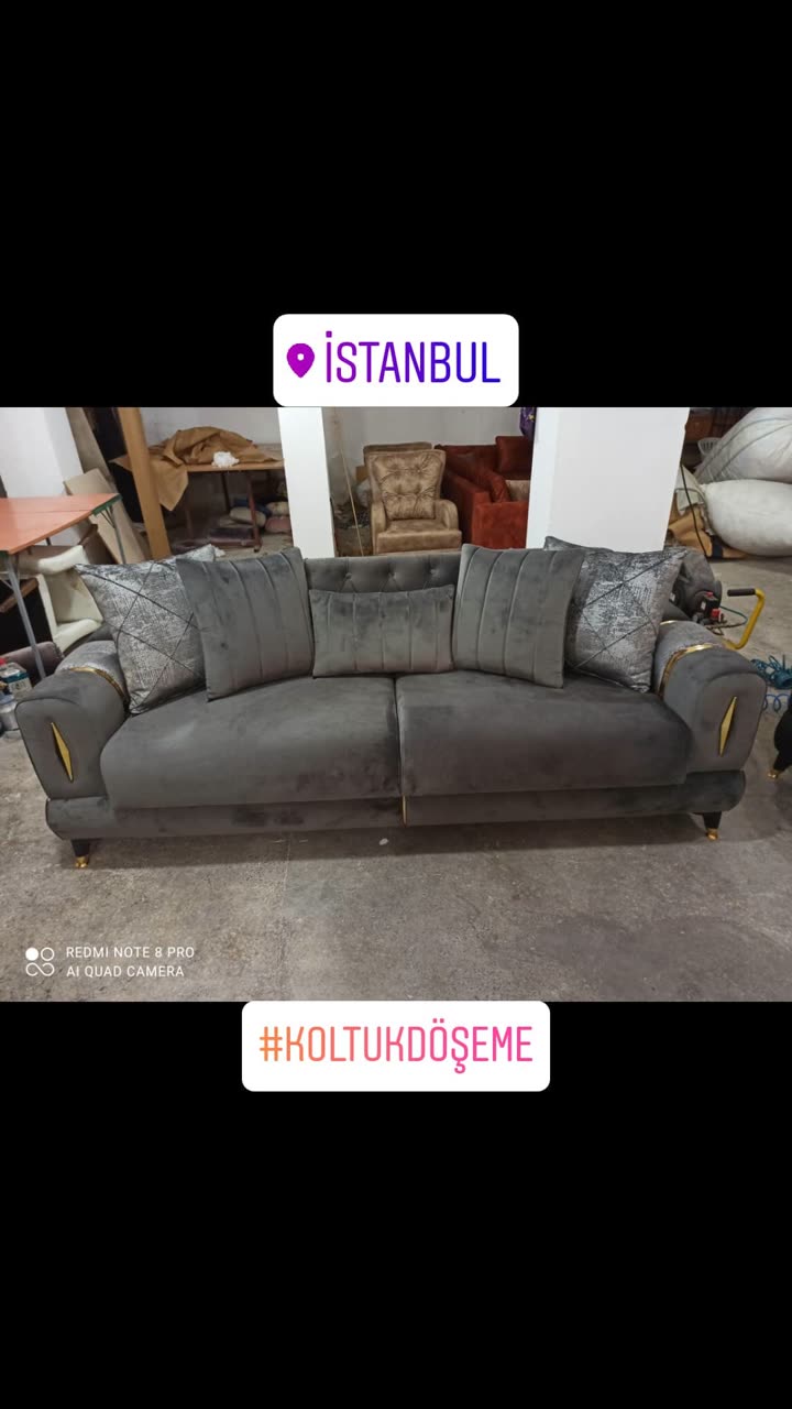 Gri kanepe döşeme modeli