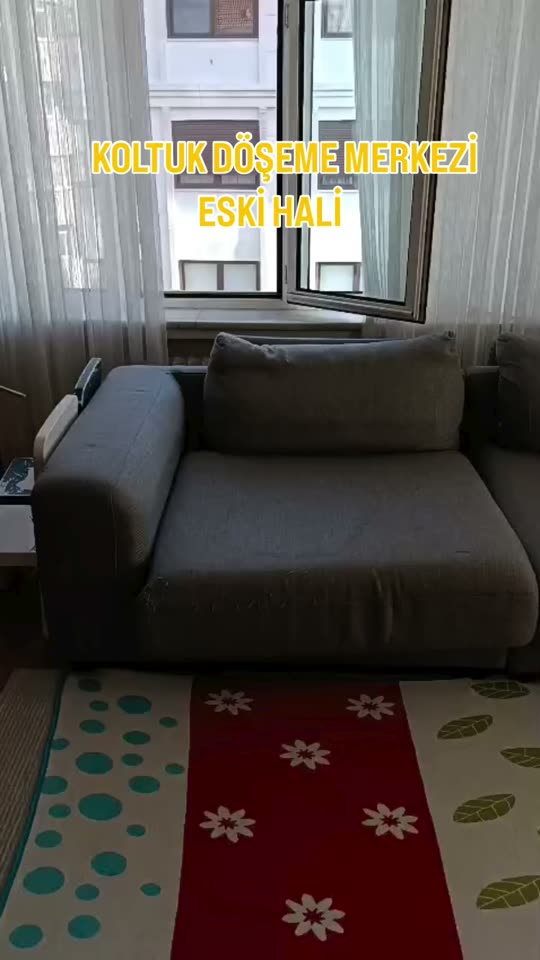 Gri L köşe koltuk döşemesi