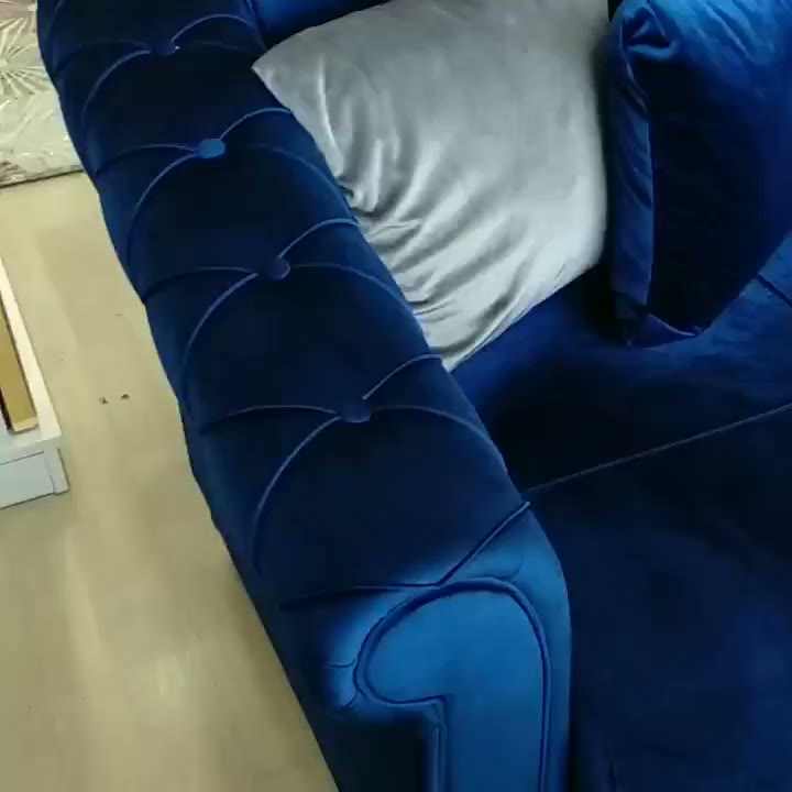 Lacivert kadife köşe koltuk döşemesi