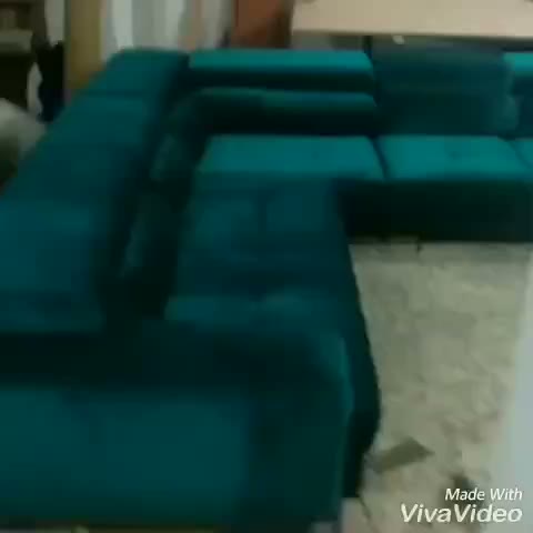 Yeşil kadife köşe koltuk döşemesi